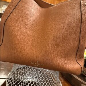 kate spade Tan Pebble Leather Tote with Black Trim